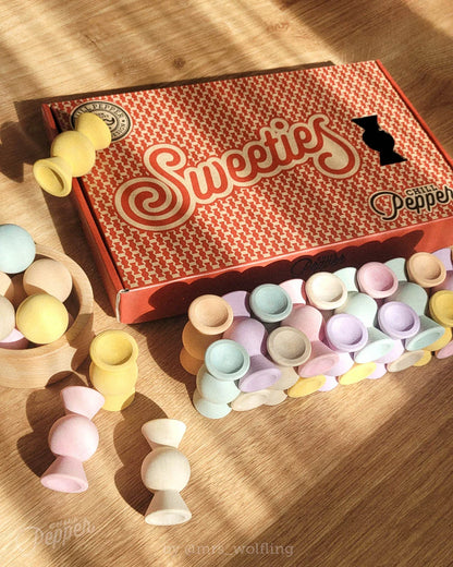 Chill Pepper Sweets – Wooden Stacking Game "Peachy Pastels" (33 pcs)