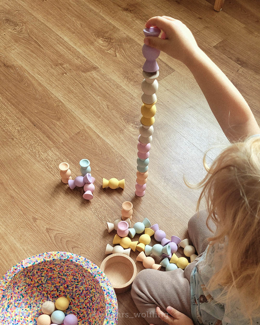 Chill Pepper Sweets – Wooden Stacking Game "Peachy Pastels" (33 pcs)