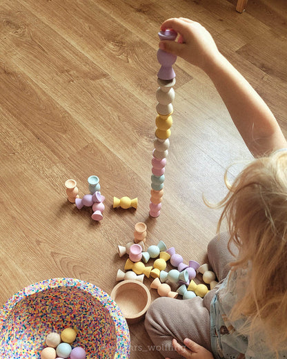 Chill Pepper Sweets – Wooden Stacking Game "Peachy Pastels" (33 pcs)