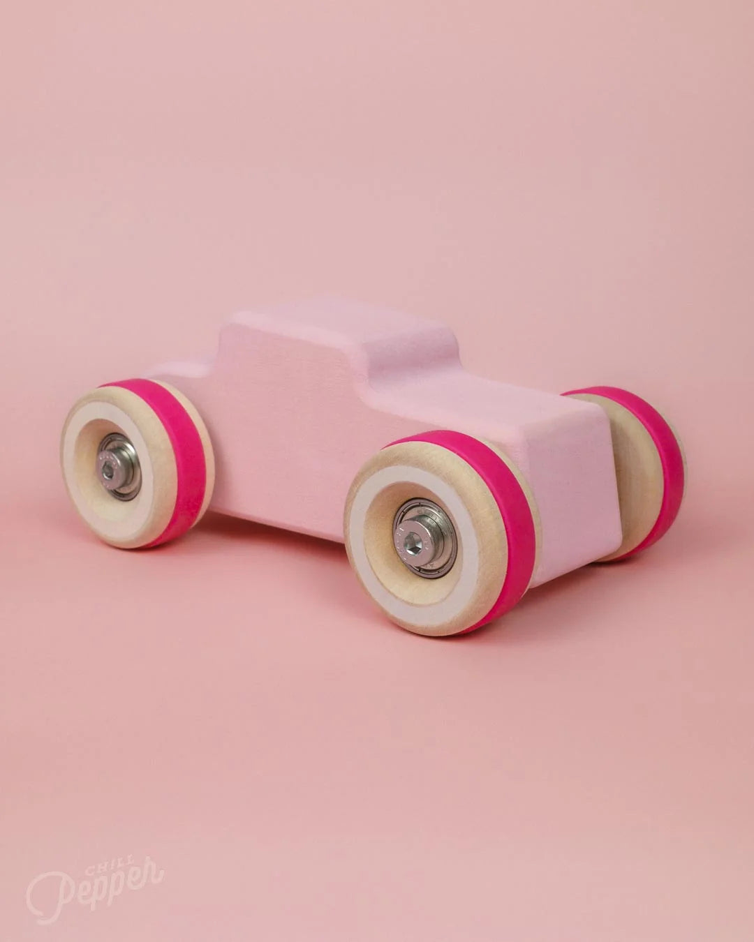 Chill Pepper Chunkies No. 04 – Wooden Toy Car "The Hot Rod" (Perfectly Pink)