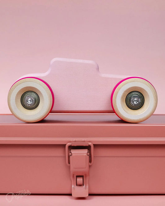 Chill Pepper Chunkies No. 04 – Wooden Toy Car "The Hot Rod" (Perfectly Pink)