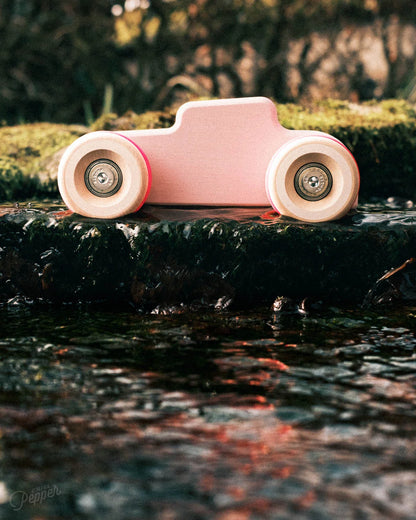 Chill Pepper Chunkies No. 04 – Wooden Toy Car "The Hot Rod" (Perfectly Pink)
